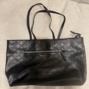 Nine West Black Embossed Tote Bag